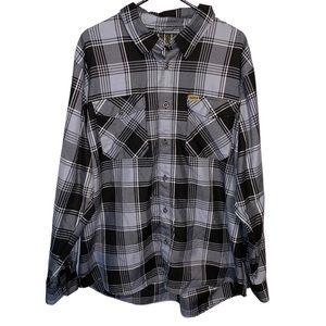 DIXXON Adamantium Gray and Black Button Down Biker Flannel Men’s Size 2X